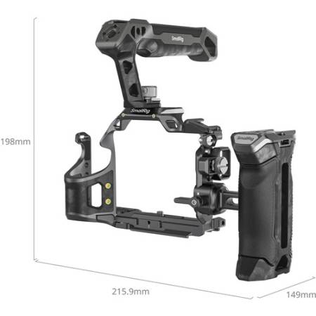 SmallRig 6031 Rhinoceros - zestaw (klatka, uchwyt górny i boczny, zacisk HDMI) do Sony Alpha 7 V / 7R V / 7 IV / 7S III / 7R IV - wymiary